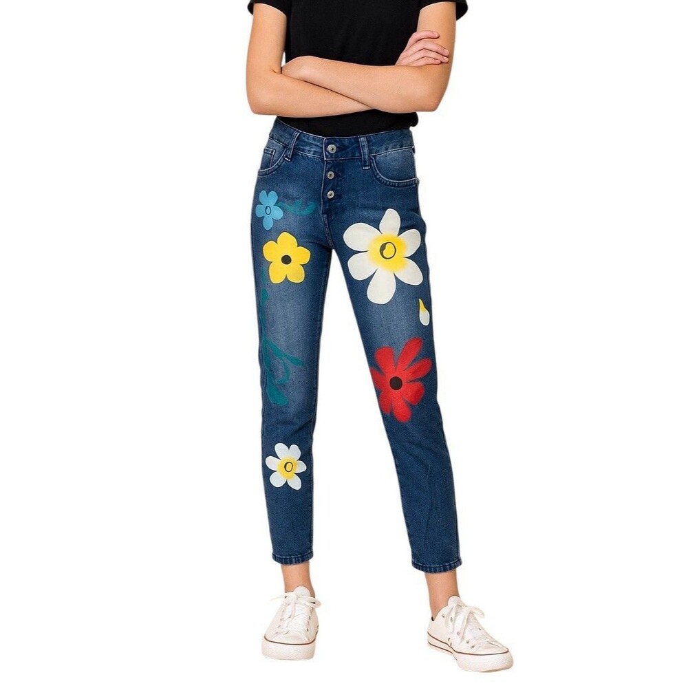 1980 Button Fly Women's Flower Power Jeans Size Small - Non-Stretch Lightweight